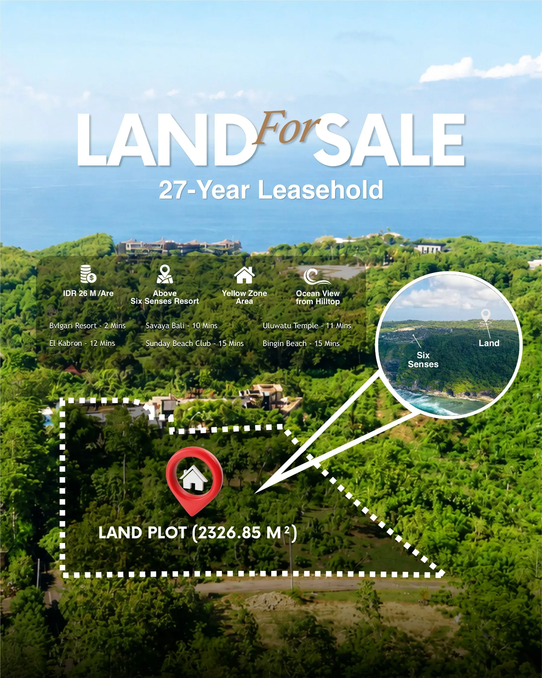 Elevated Ocean-View Leasehold Land in Bingin